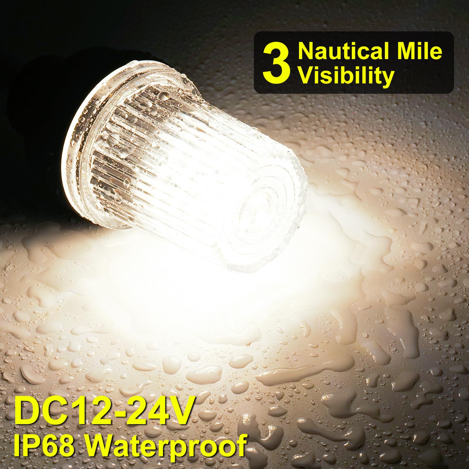 PSDRIQQ Boat Stern Light Marine Anchor Light, DC12-24V 12 Inch Fold Down LED Navigation Lamp Waterproof for Pontoon and Fishing Boat