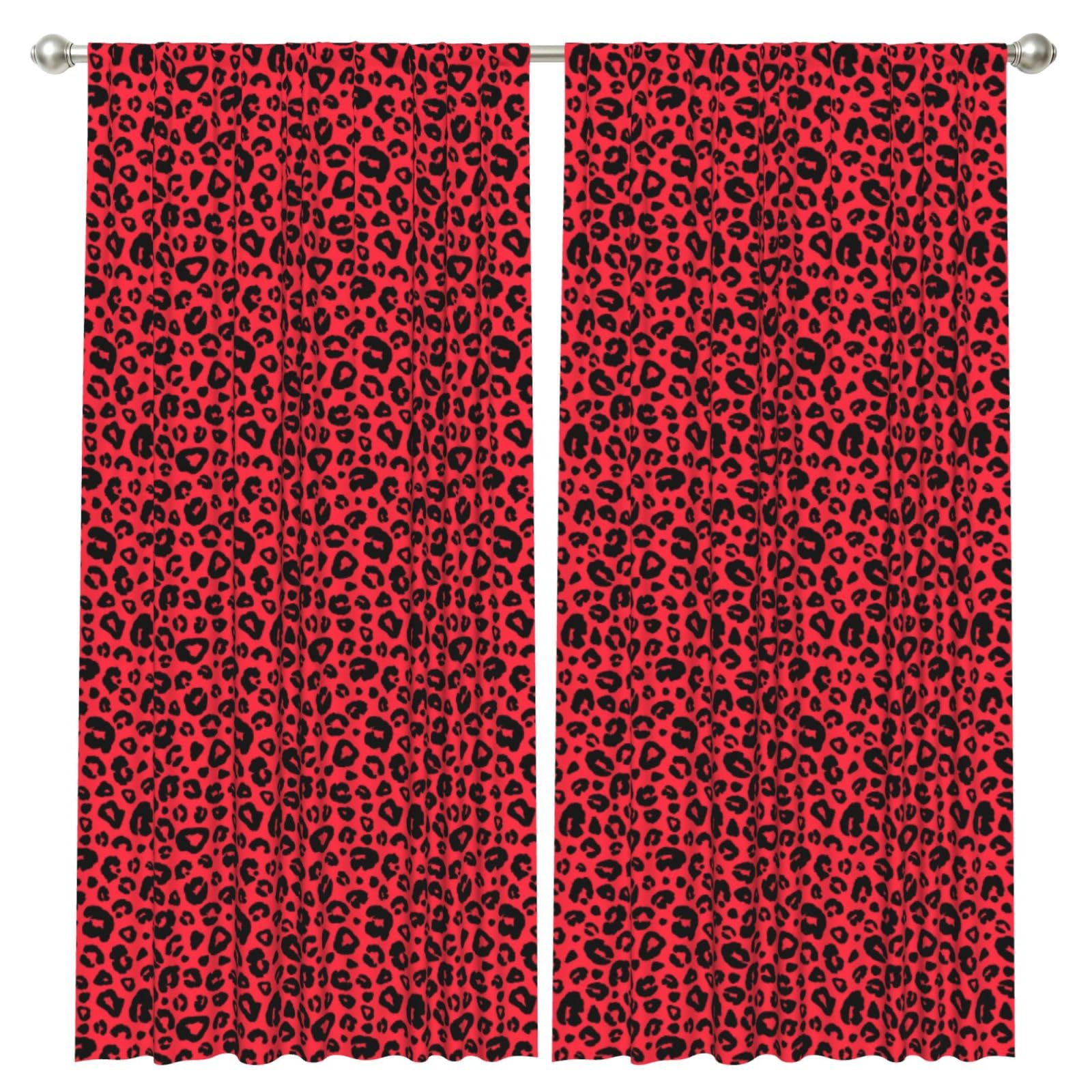 InOmak Leopard Lion Tiger Animal Print, 2 Panels Window Curtains 52 x 84 Inch Blackout Curtains for Living Room Bedroom