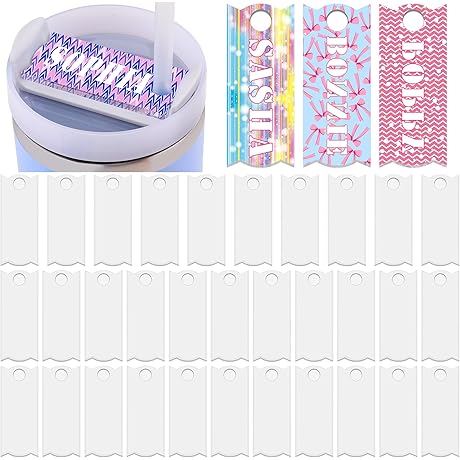 Personalized Sublimation Acrylic Name Plates for Cups and Tumblers (Pack of 32)