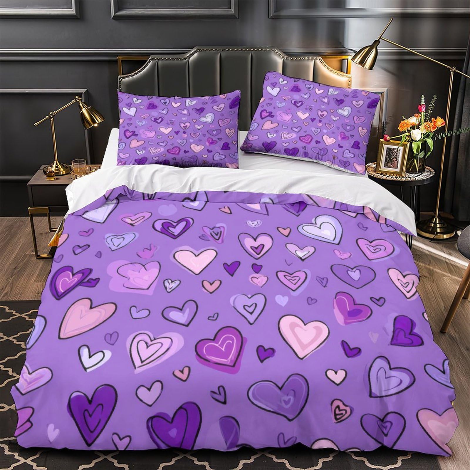 Housse de couette microfibre résistante motif cardiaque imprimé 3D