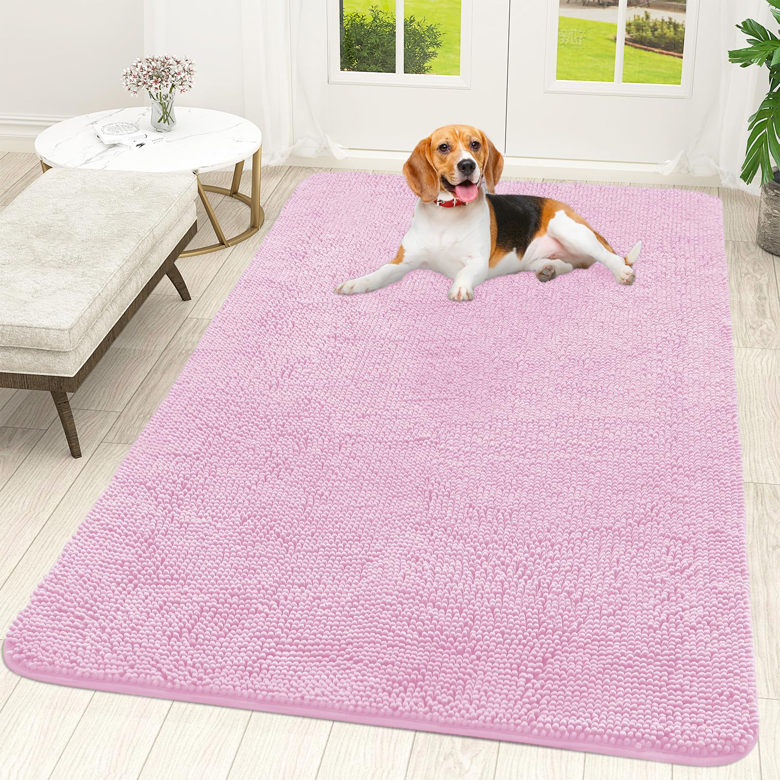 OLANLY Dog Doormat for Muddy Paws 59 x 35 cm, Absorbs Moisture and Dirt Absorbent Non-Slip Washable Door Mat, Quick Dry Chenille Mud Mat for Dogs โ image 1