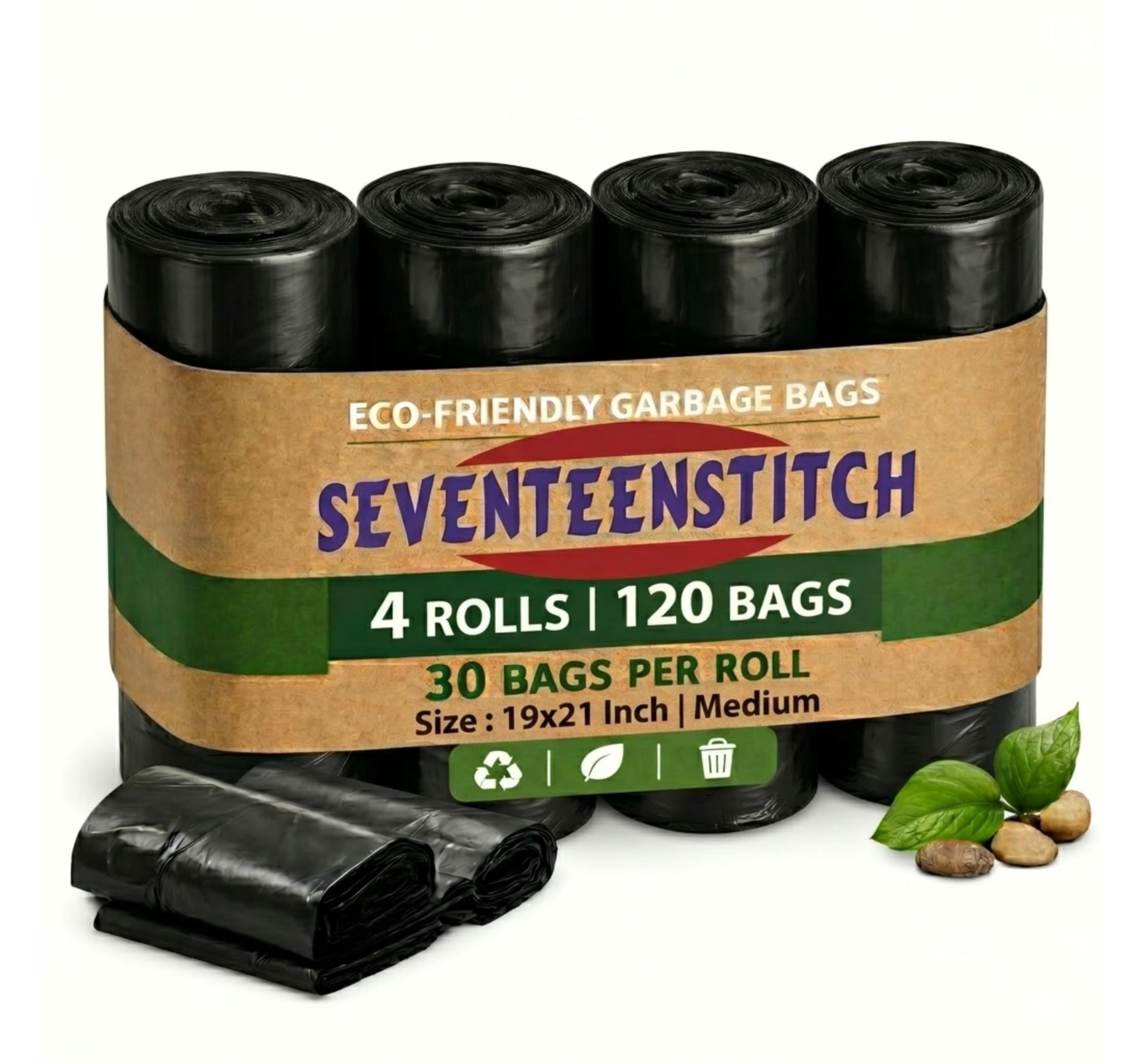 Medium Garbage Bags - 4 Roll Pack, Leak-Proof & Odorless -1 Medium Garbage Bags - 4 Roll Pack, Leak-Proof & Odorless -1