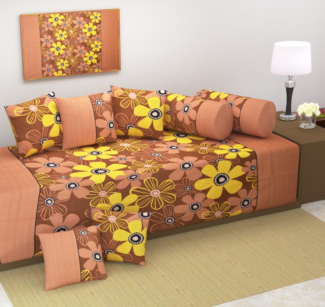 Cotton DIWAN Set Yellow Flower-image-1
