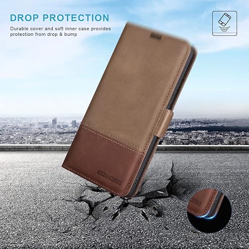 Miniatura 7 de KEZiHOME Funda para Galaxy S22+ Plus 5G, de piel auténtica, con función atril y ranura para tarjeta de crédito, bloqueo magnético, compatible con