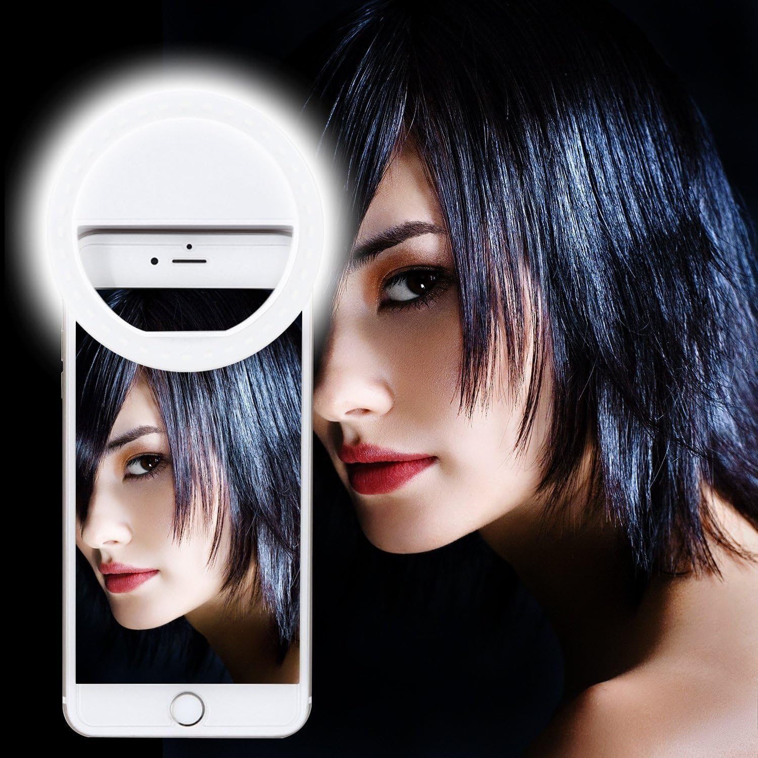 Ultra Aura Selfie Ring Light 36 LED Portable Flash for Mobile, iPhone, iPad, Samsung Galaxy, Android, Smart Phones, Laptop, Camera Photography, Video (White)