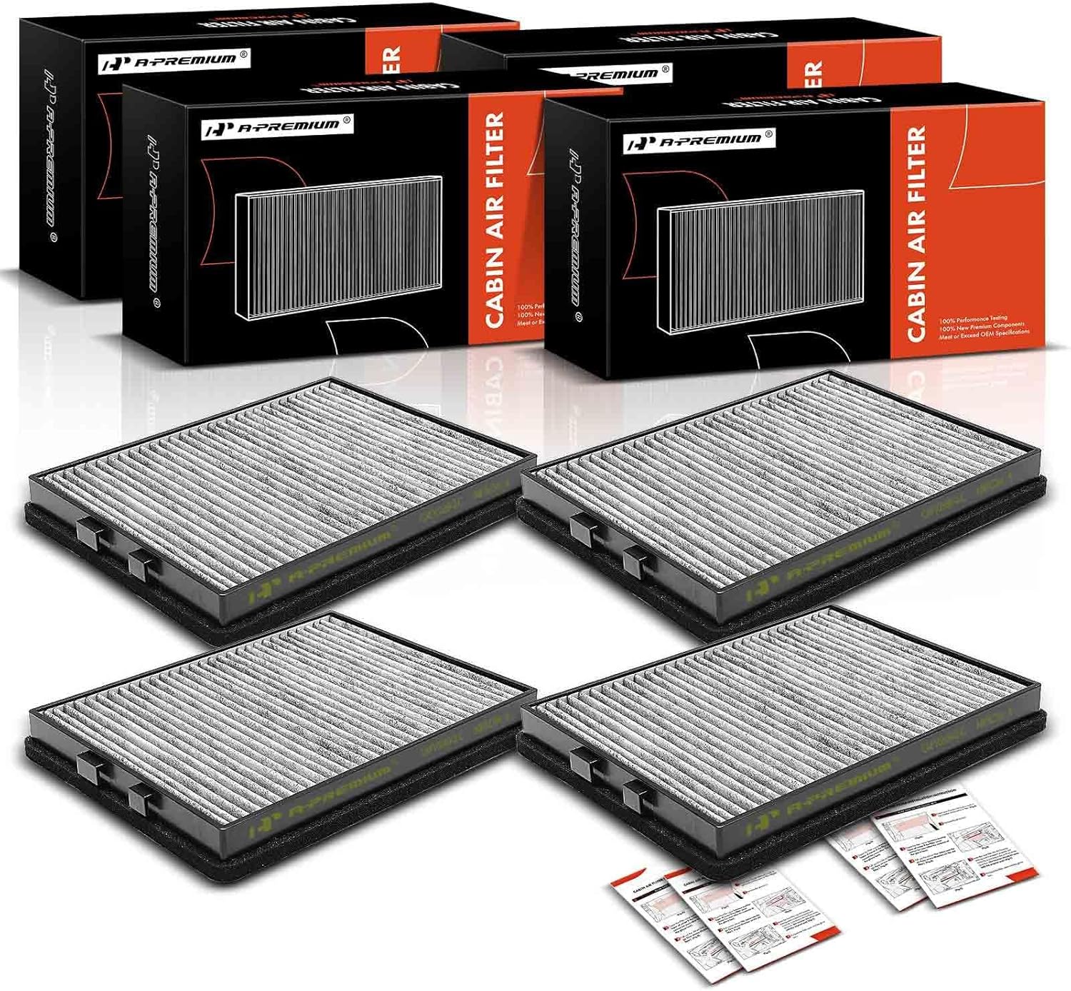 A-Premium 4-PC Cabin Air Filter with Activated Carbon Compatible with BMW E39 Series 525i 2001-2003, 528i 1997-2000, 530i 2001-2003, 540i 1997-2003, M5 2000-2003, Replace# 64118391198