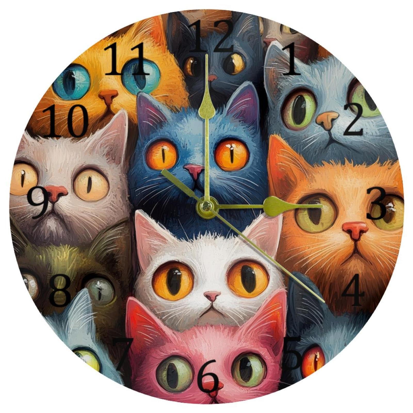 Horloge murale silencieuse fonctionne à piles avec d'élégants motifs chats