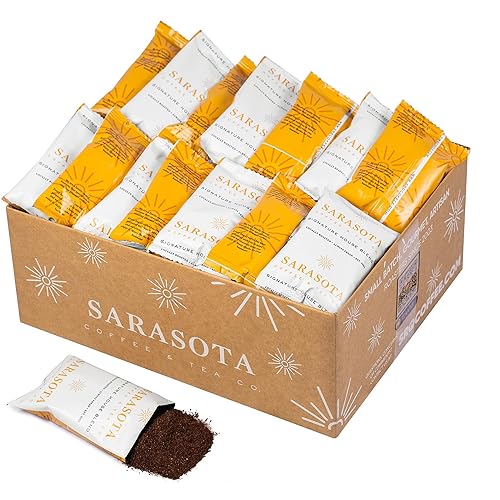 Sarasota - Paquetes de café premolido, mezcla de desayuno Signature de tostado medio, bolsas a granel para cafeteras de goteo, (bolsas de 2 onzas,