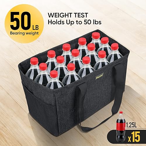 Miniatura 7 de BALEINE Bolsa de utilidad extra grande suave de 9 galones bolsa de almacenamiento plegable reutilizable XL Amarillo banana, Rojo Berry, Negro