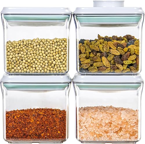 Uamector Recipientes herméticos de almacenamiento de alimentos con tapas, control superior de un botón, sin BPA, herméticos, apilables, para