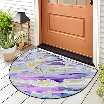 Beautiful Juicy Marble Half Round Door Mats Welcome Front Doors Rug Indoor Outdoor Half Moon Doormat for Farmhouse Home Kitchen Patio Entryway Decor Absorbent Semicircular Circle Mat 3 x 2