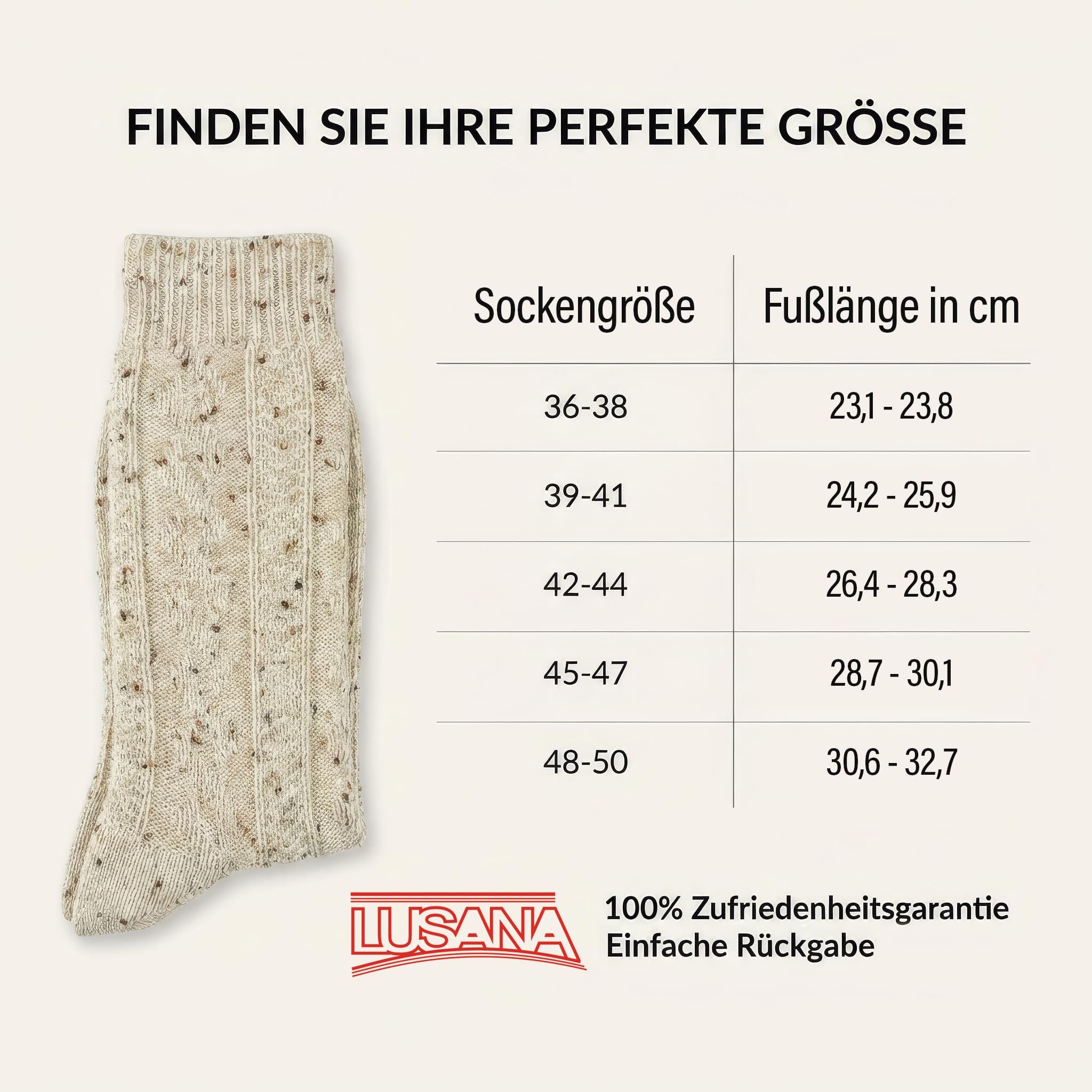 Lusana Trachten Kniestrümpfe mit Merinowolle für Herren & Damen | Trachtensocken & Trachtenstrümpfe lang mit Zopfmuster für das Oktoberfest, Wiesn & festliche Anlässe