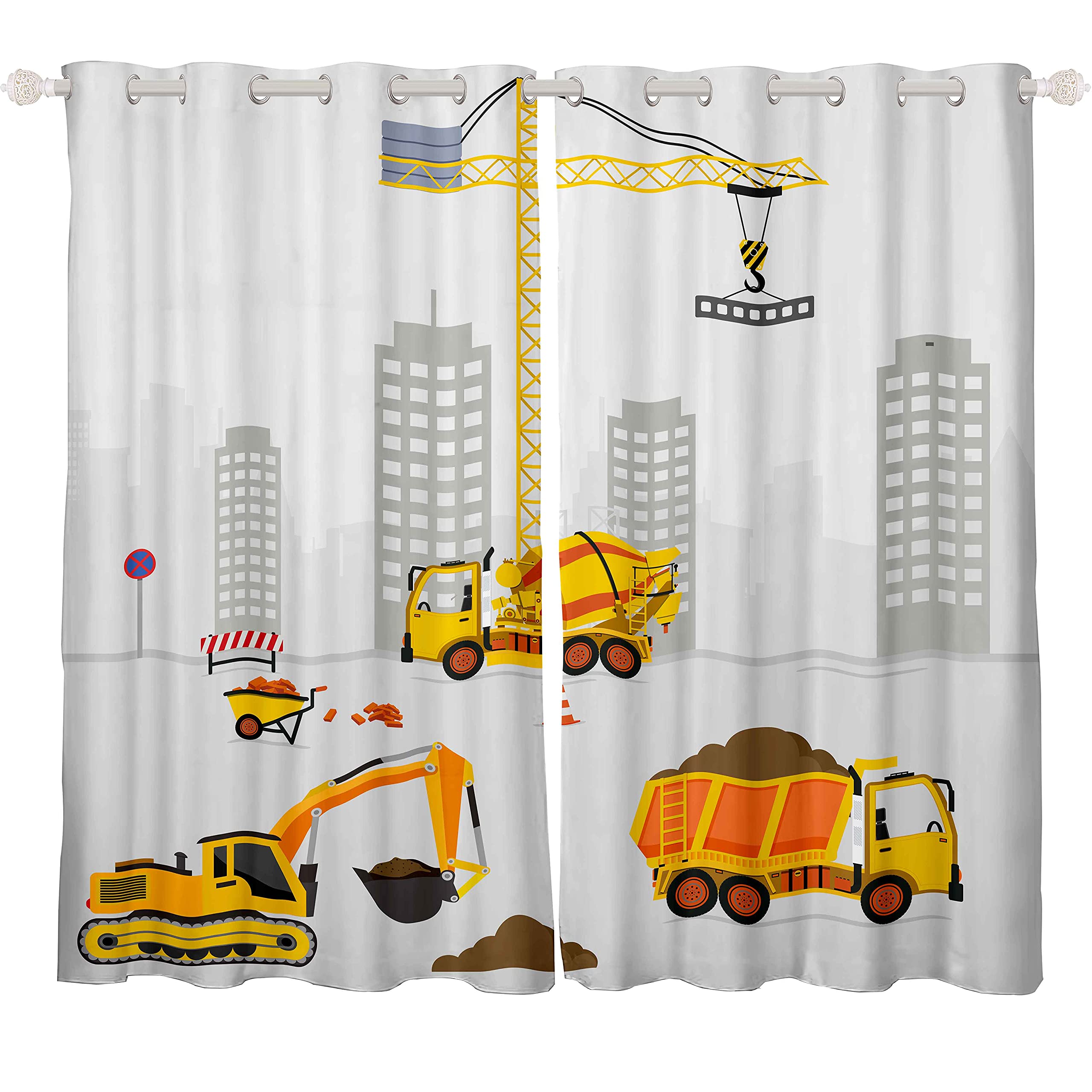 Tbrand Kinder Blickdichte Vorhänge Konstruktion Auto Druck Vorhänge Cartoon paw Patrol Fenstervorhang Dekorative Weiche Mikrofaser für Jungen Kinder 175x140cm