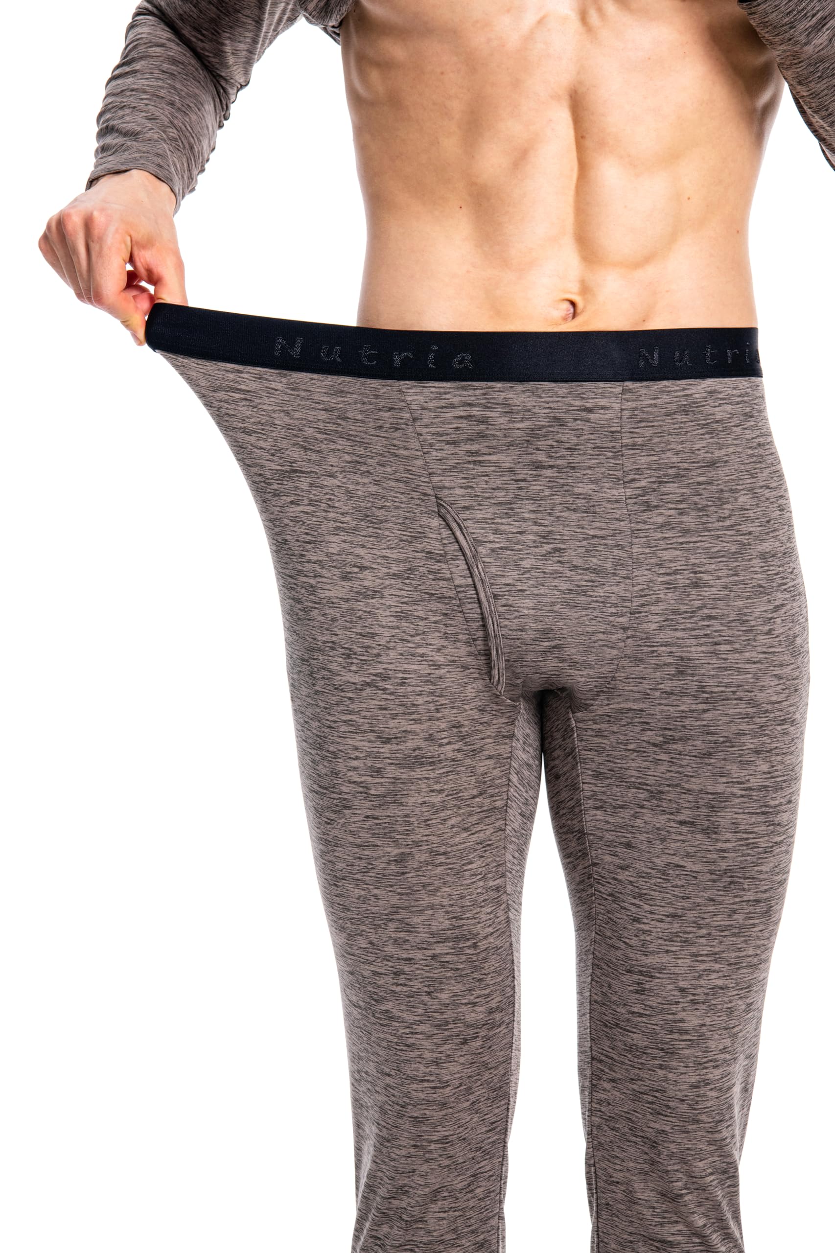 Nutria Set di Biancheria Intima Termica da Uomo Completo Intimo Termico in Pile Interno Funzionale, Maglietta e Pantaloni Termici Leggera Girocollo Manica Lunga Sci Corsa Ciclismo Palestra U07
