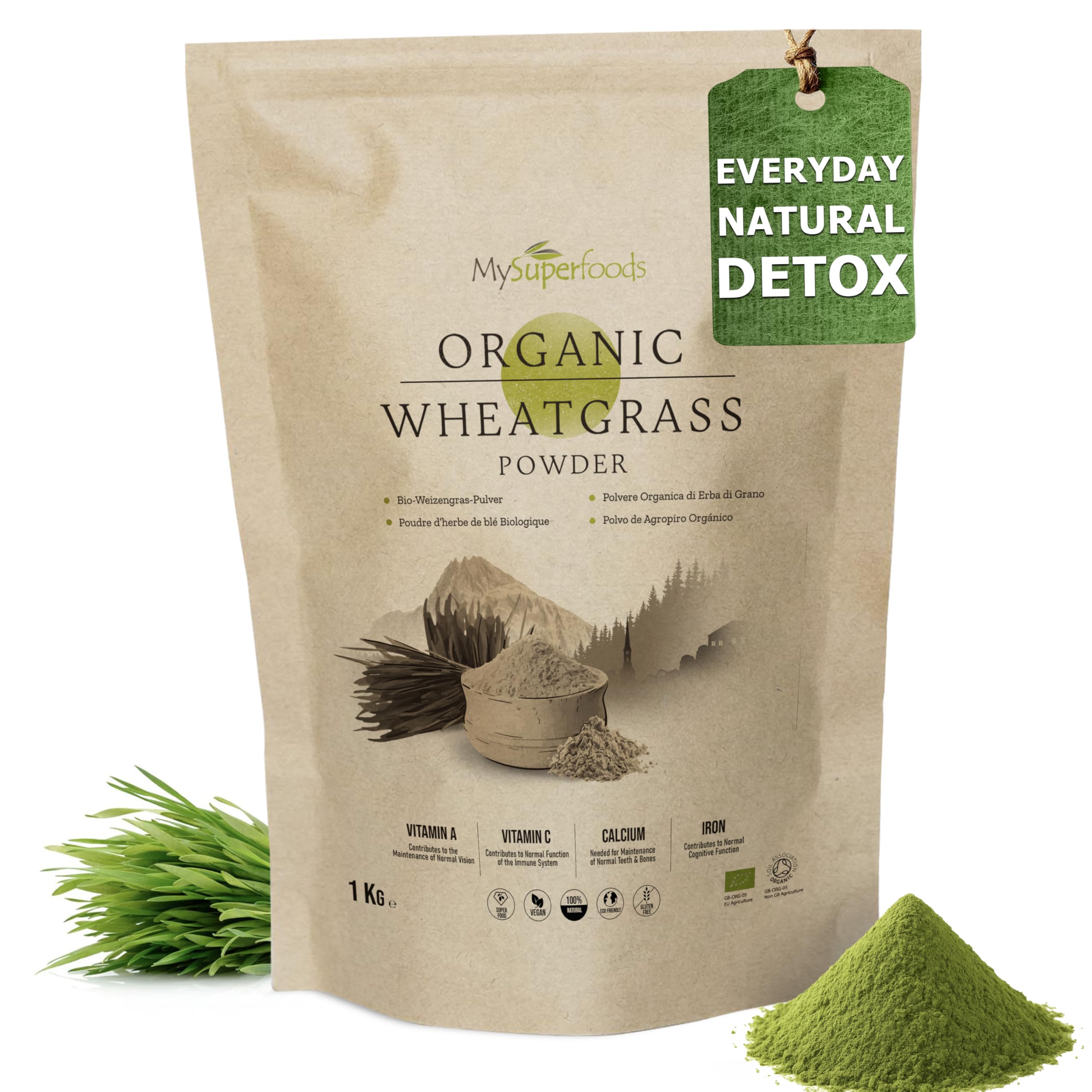Organic Wheatgrass Powder 1Kg, High Chlorophyll Content
