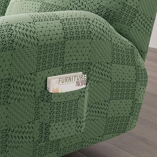 Miniatura 6 de vctops Fundas de sofá reclinable con patrón geométrico a cuadros, funda elástica y suave para sofá, protector de muebles antideslizante con parte