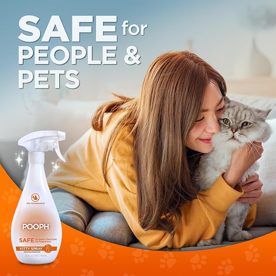 POOPH Kitty Odor Eliminator 32 fl oz Bottle Proprietary Odor Elimination Technology Works On Contact Cat Trees, Toys, Furniture, Bedding No Fragrances, No Harsh Chemicals, Safe & Non Toxic
