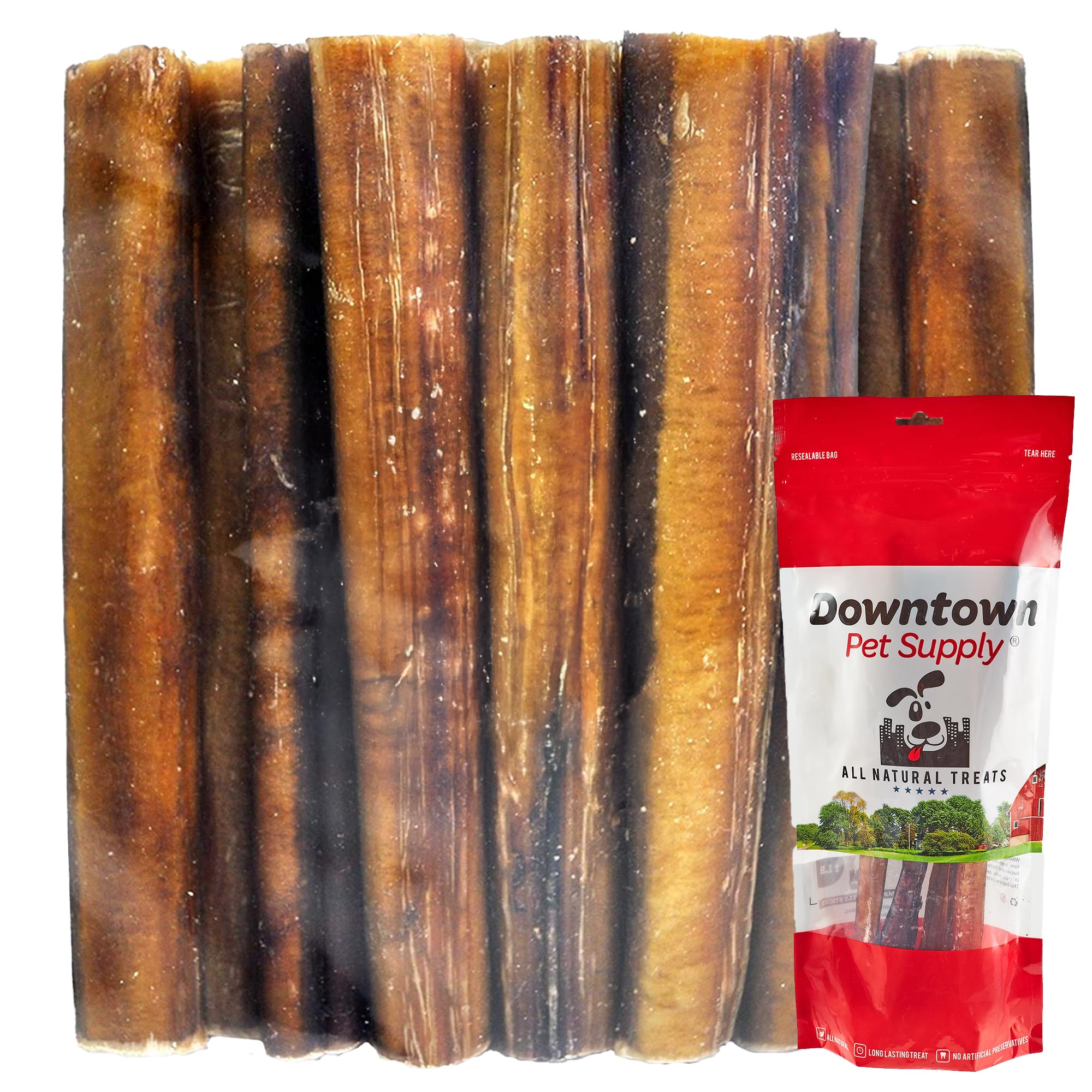 Downtown Pet Supply USA-Made 6", 8 Oz. Jumbo Bully Sticks for Large Dogs - Rawhide Free Dog Chews Long Lasting and Non-Splintering - Single Ingredient
