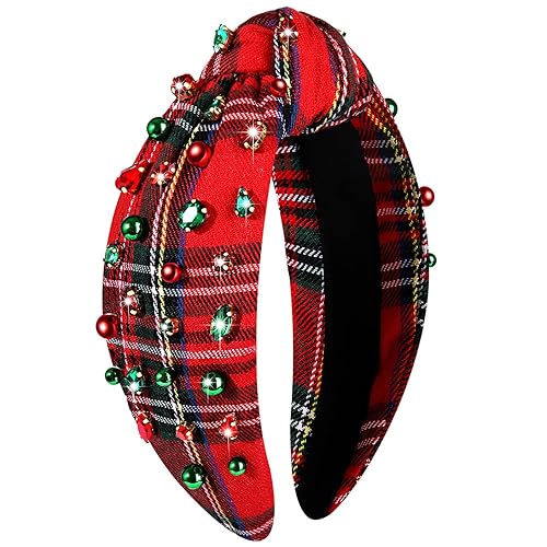 Vista 33 de Diadema de Navidad para mujer, accesorios de Navidad con cuentas, arco de Navidad, copo de nieve, diadema anudada HOHOHO, rojo y verde, perla