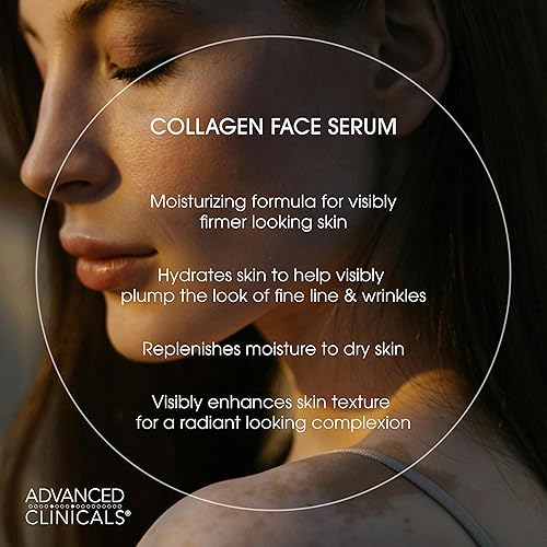 Miniatura 3 de Advanced Clinicals Suero facial de colágeno para el cuidado de la piel hidratante antienvejecimiento para estirar la piel iluminar e hidratar El