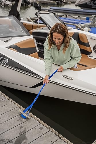 Miniatura 6 de Líneas de barco y lazos de muelle elásticos para muelles, un bucle y gancho, paquete de dos, fabricado en Estados Unidos (azul, 30 pulgadas con lazo