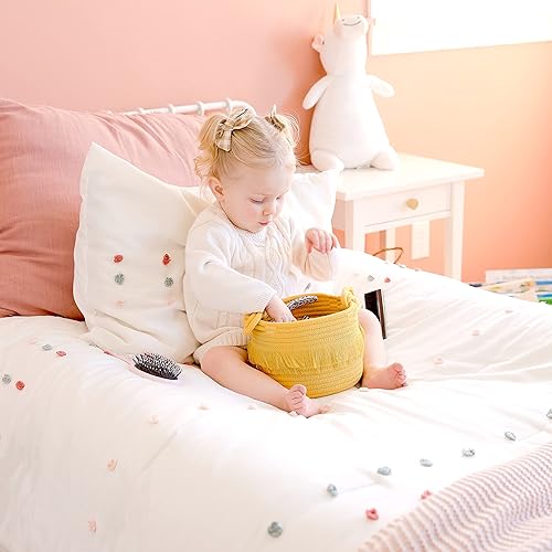 Miniatura 8 de NaturalCozy Juego de cestas de almacenamiento de decoración bohemia de 3 piezas, cestas tejidas de cuerda de algodón para organizar. Cesta pequeña