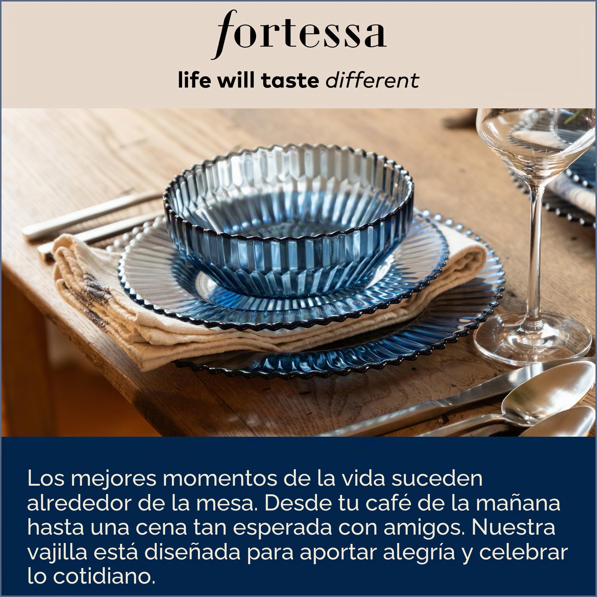 Fortessa D&V Jupiter - Juego de 6 vasos dobles de estilo antiguo, 10 onzas, aciano