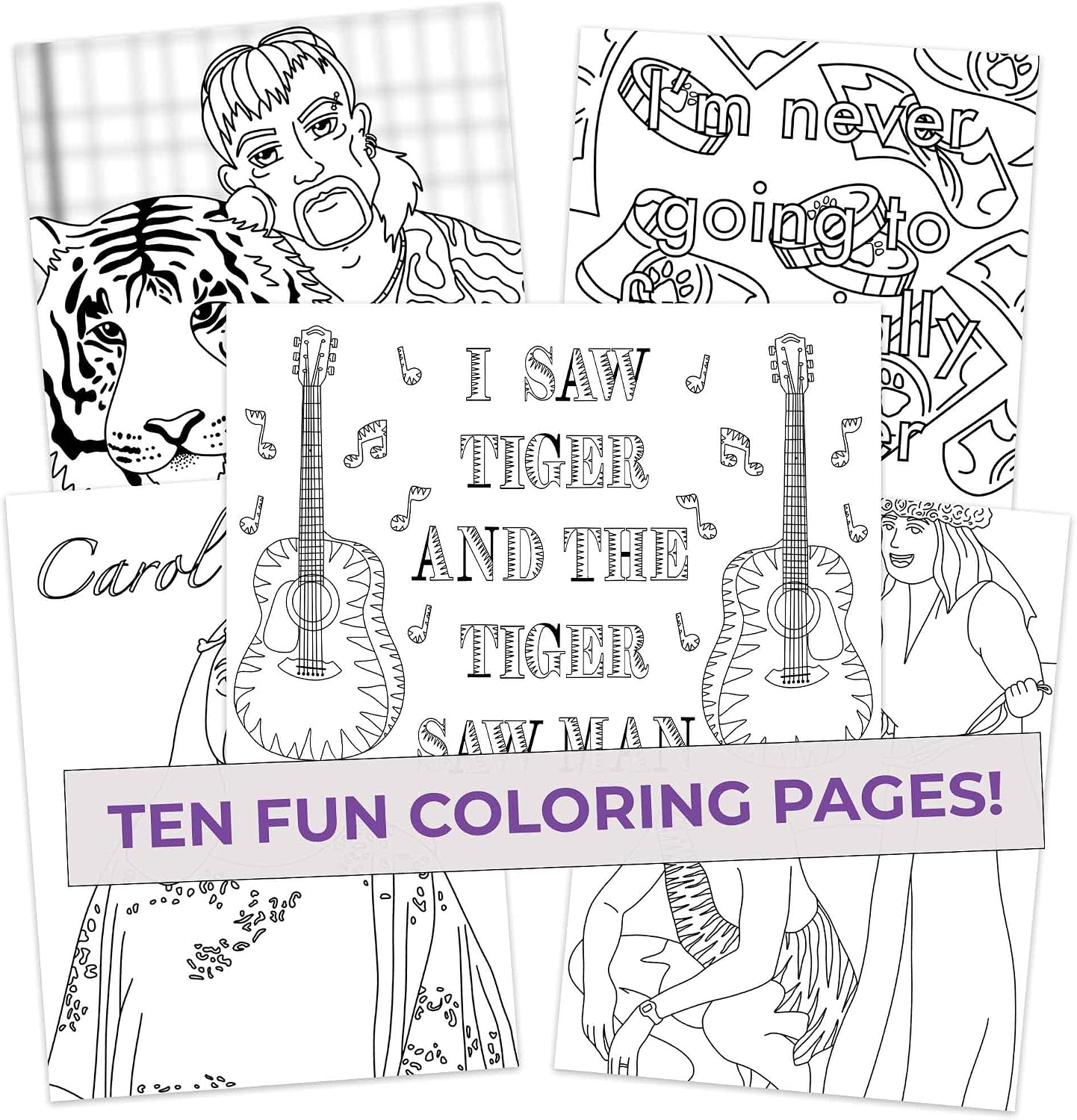Small Town Coloring Pages 5 Pack Illustrated Art Sheets for Gifts