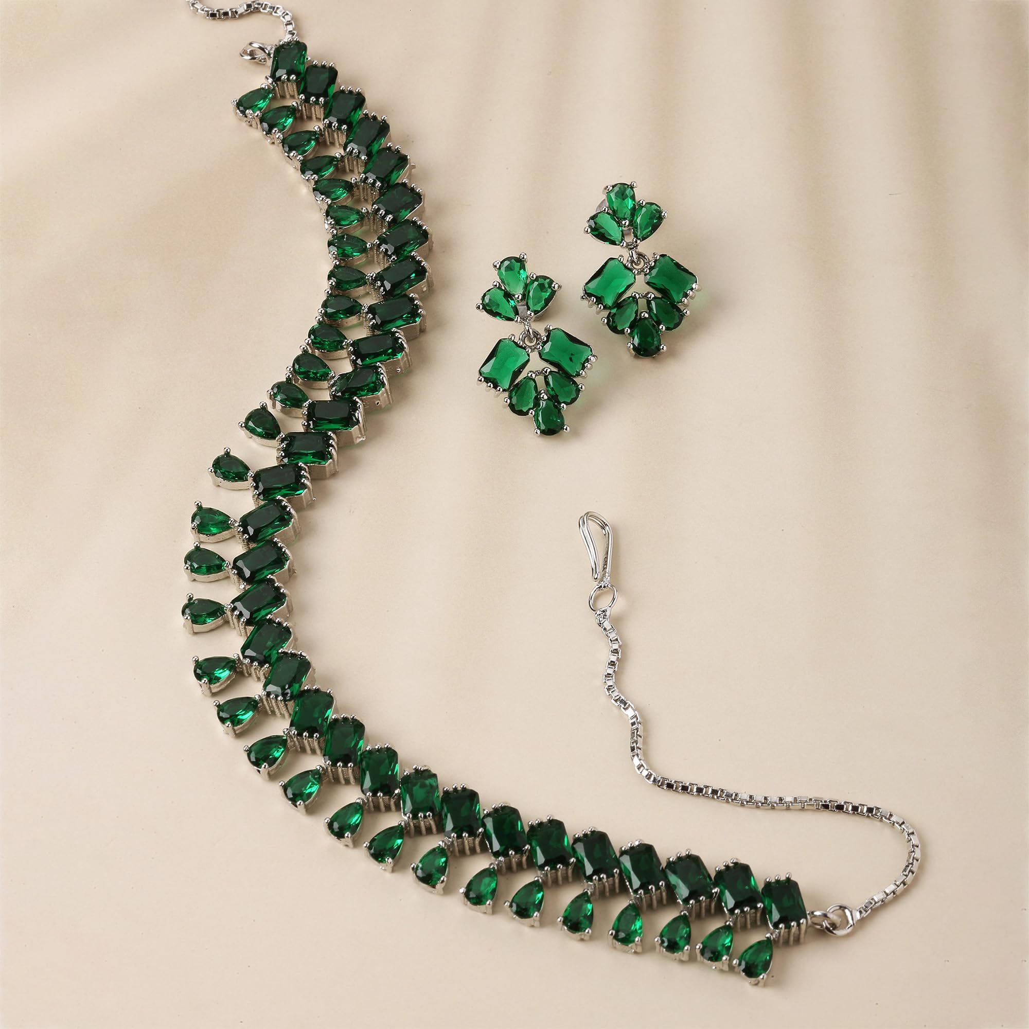 Sparkling American Diamond Necklace & Earrings Set