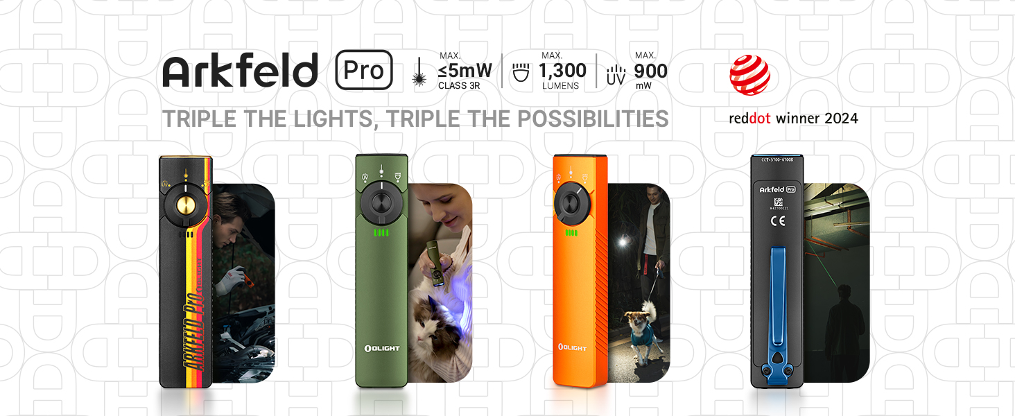 OLIGHT Arkfeld Pro 3-in-1 Rechargeable LED Flashlight with UV