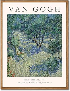 Van Gogh Wall Art, Van Gogh Art Posters, Olive Orchard Floral Garden Art, Retro Famous Artist Paintings Museum Gallery Exhibition Poster for Living Room, Aesthetic Vintage Decor, Unframed, 12x16 In