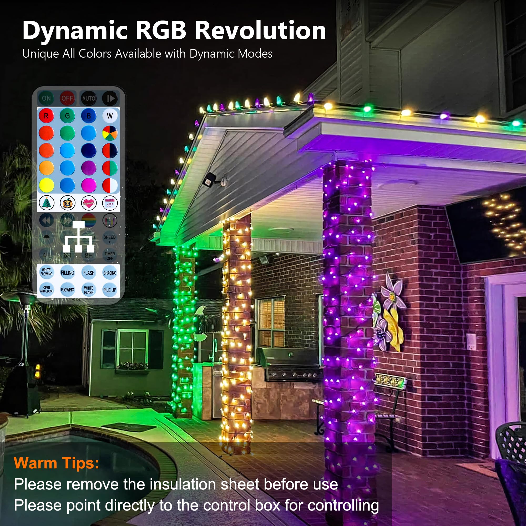 Guhope Smart Color Changing Christmas Lights, 66FT 200 LED RGB Christmas String Lights with App