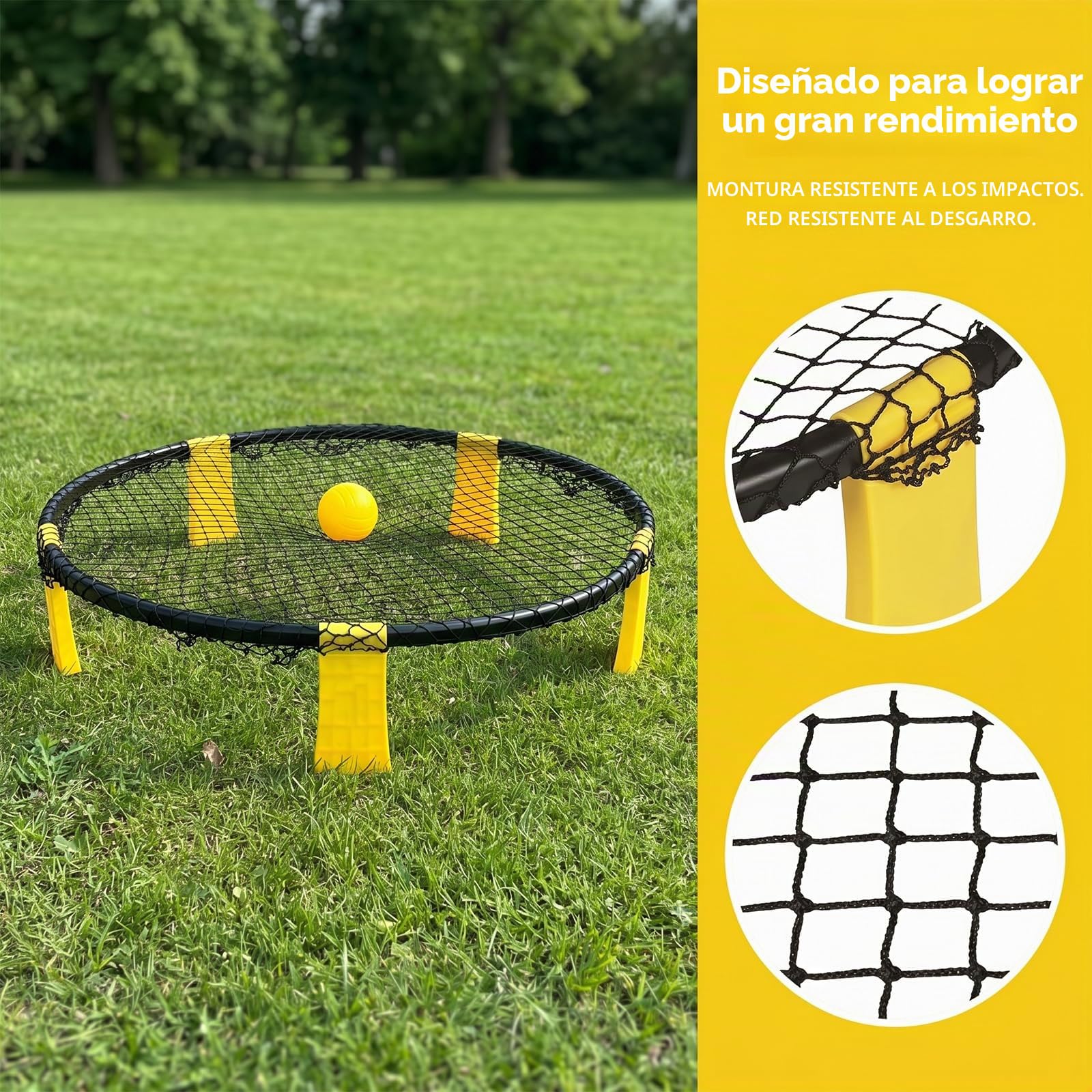 Set Completo de roundnet para Adultos, Incluye 2 Pelotas y Bomba de Aire