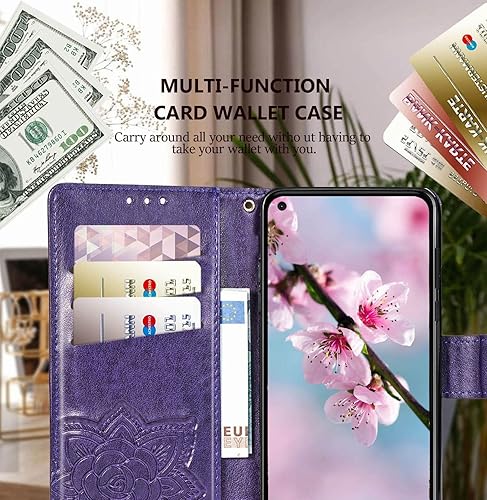 Miniatura 4 de Funda para Motorola Moto G Stylus 5G 2021, funda protectora de piel sintética en relieve de mariposa con ranuras para tarjetero y correa para la