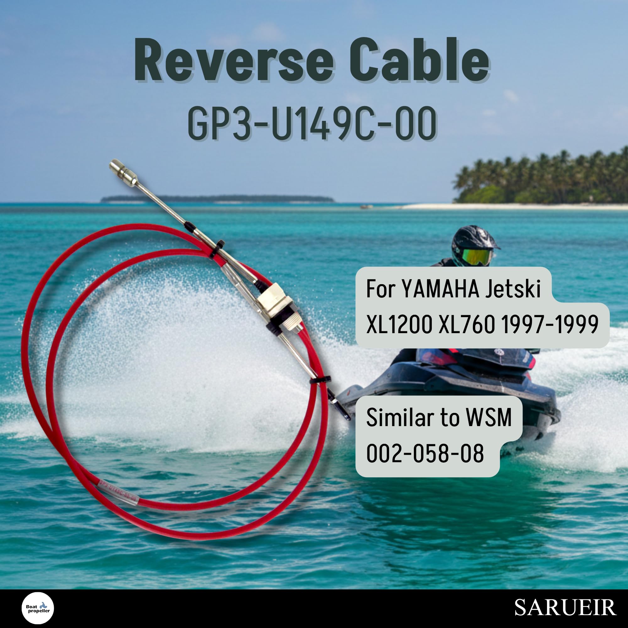 GP3-U149C-00-00 GP3-U149C-01-00 - Cable inverso de repuesto para Yamaha XL 760 1200 Wave Venture PWC Jetski 1997-1999