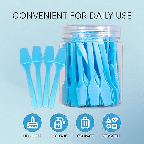 Vista 44 de Espátulas Beauticom Pana, desechables, para cosméticos, de plástico, 2.5", para el cuidado de la piel, para crema facial, 100 piezas por contenedor