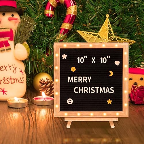 Miniatura 8 de VEVOR Tablero de letras de fieltro negro, tablero de mensajes de fieltro de 10 x 10 pulgadas, tableros de letreros intercambiables con 510 letras,