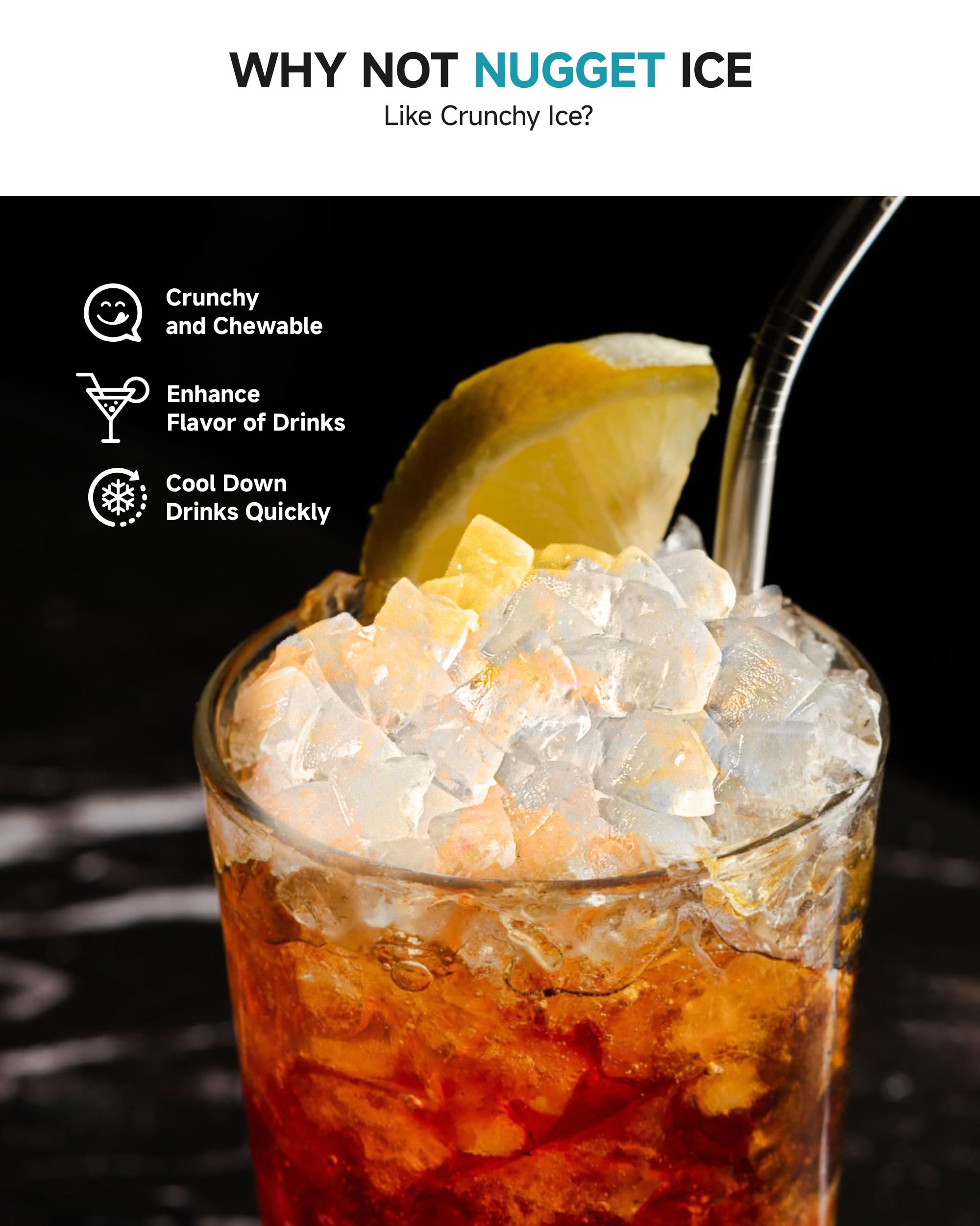 Euhomy Under Counter Nugget Ice Maker Machine, 70lbs/Day, Bulit-In Freestanding Ice Maker With Double Ice Baskets, Self-Cleaning & 24h Timer Ice Machine, For Home Use(Silver) on Fridge.com - View 2