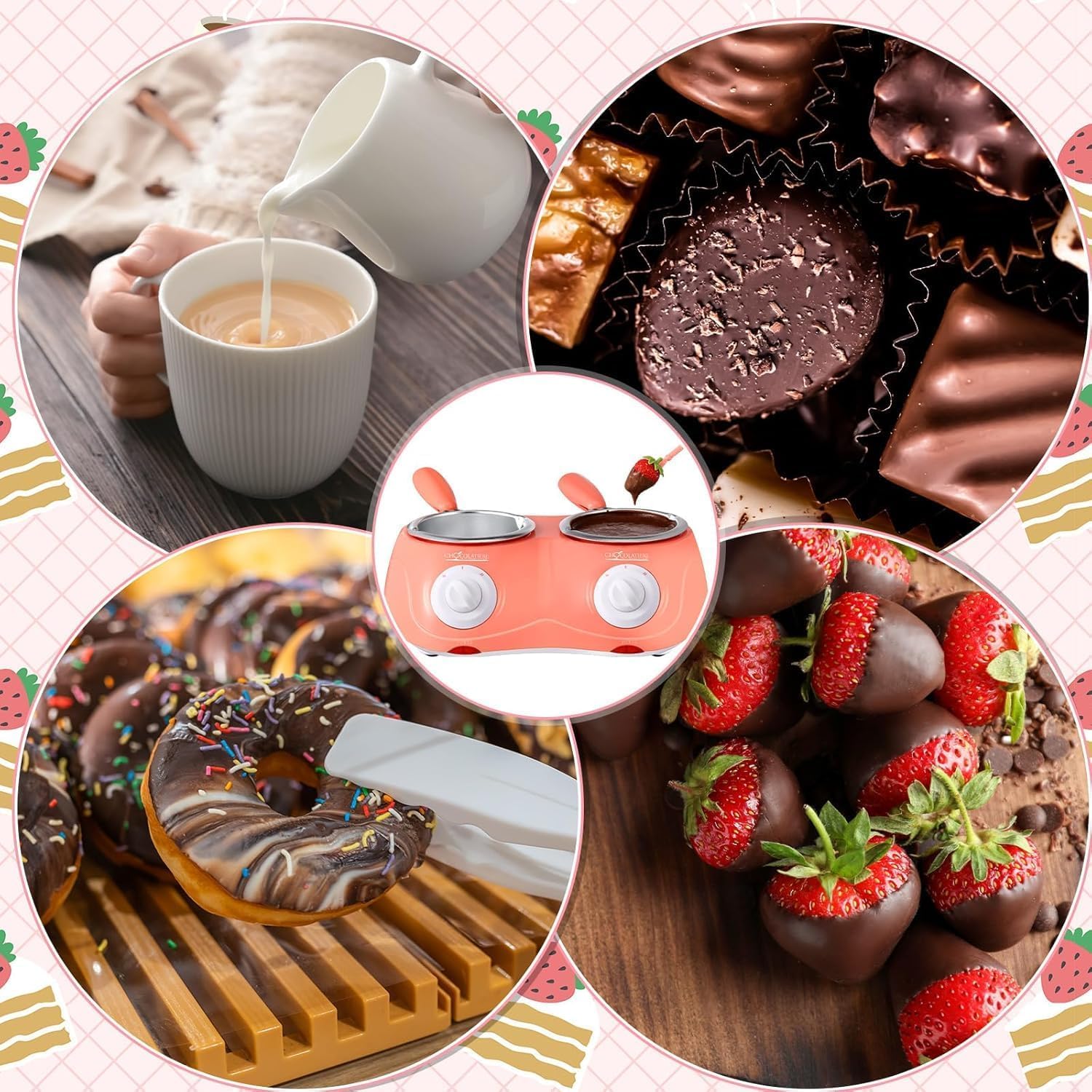 Generico Macchina per Cioccolato Caldo, Pentola per Sciogliere Cioccolato 250/500G con Controllo di Temperatura 45℃/70℃, Doppia Pentola per Fare Cioccolato