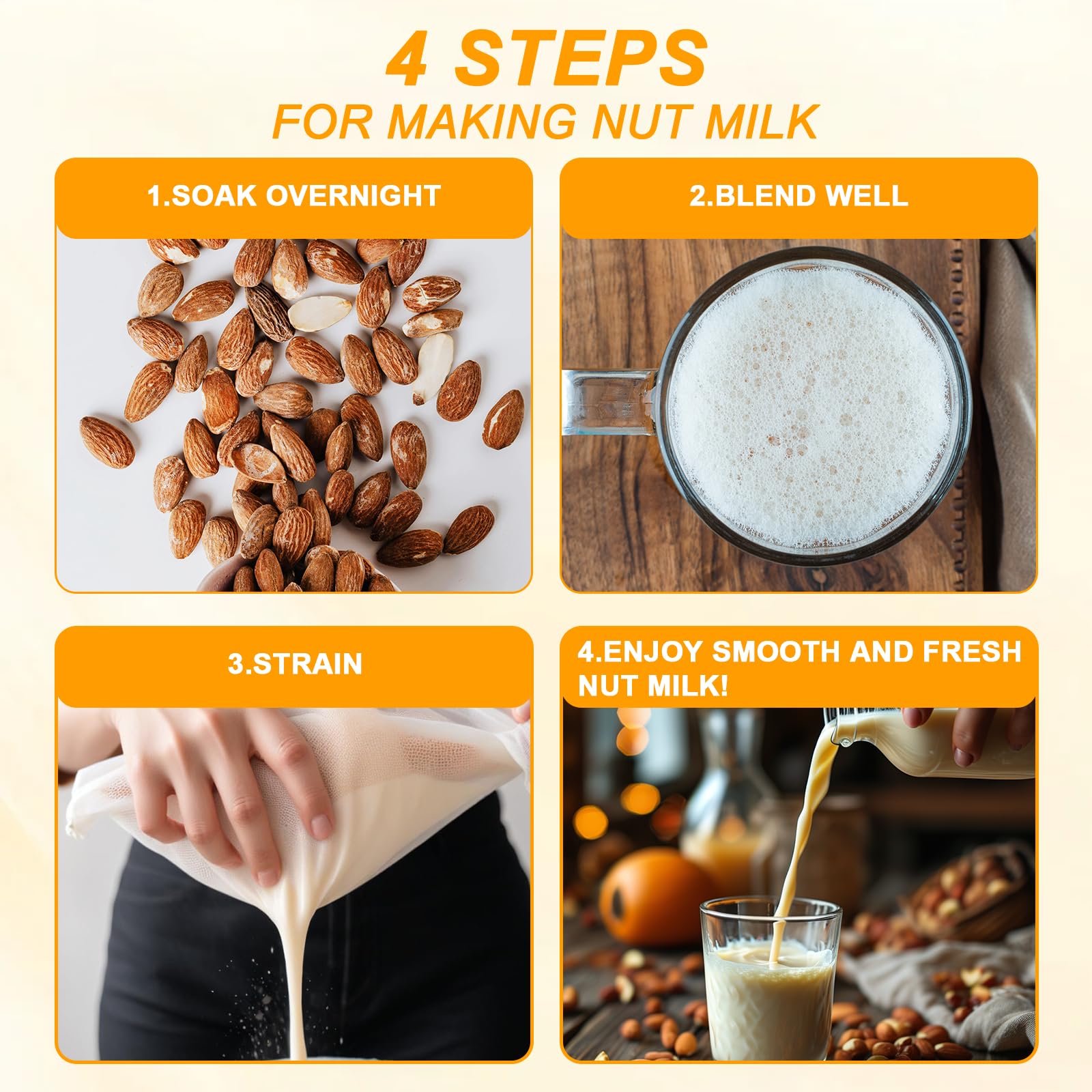 Lot De 5 Sachets En Tissu Pour Fromage : Sachets Pour Lait De Noix