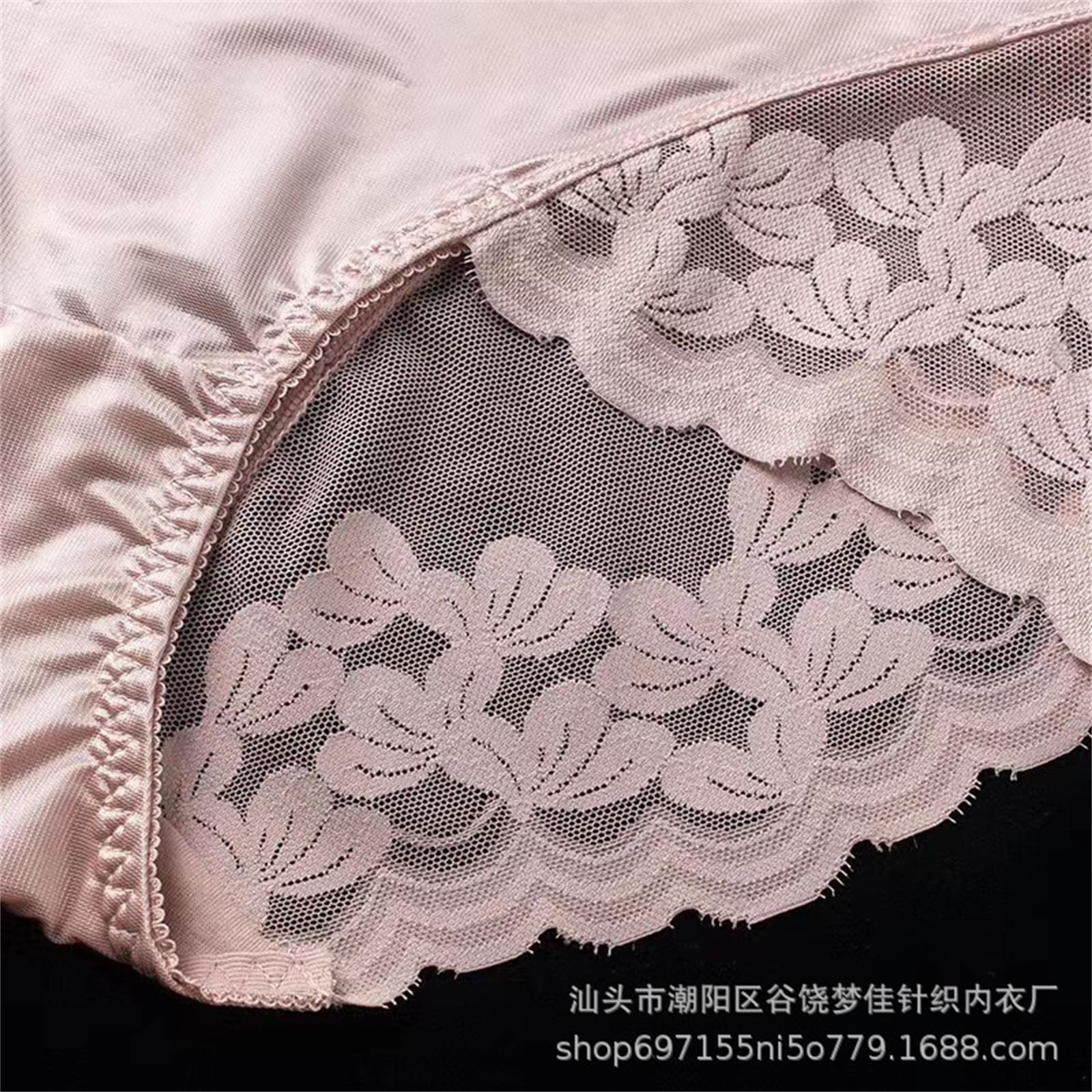 Culotte Hipster Donna Pizzo Donna Sexy di Grandi Dimensioni French Satin Mid-Vita Mutandine 3 Confezioni-E-40-55 kg