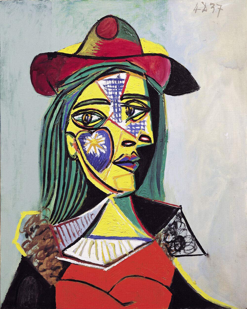 picasso woman with a yellow hat sweat
