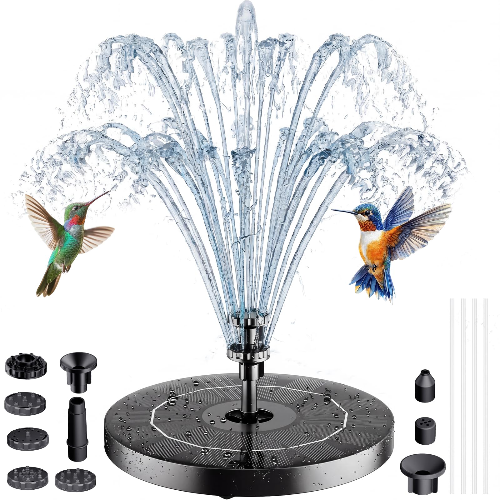 Fontaine Solaire Extérieur Flottante 3.5W Pompe Bassin Solaire avec 6 Buses pour Bain d'oiseaux Aquarium Jardin Fontaine(1PC)