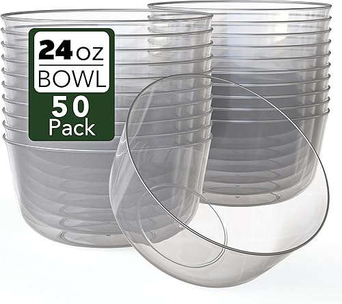 Trendables Plastic Bowls Disposable Bowls 24 Oz Set Of 50 Clear Modern Plastic S