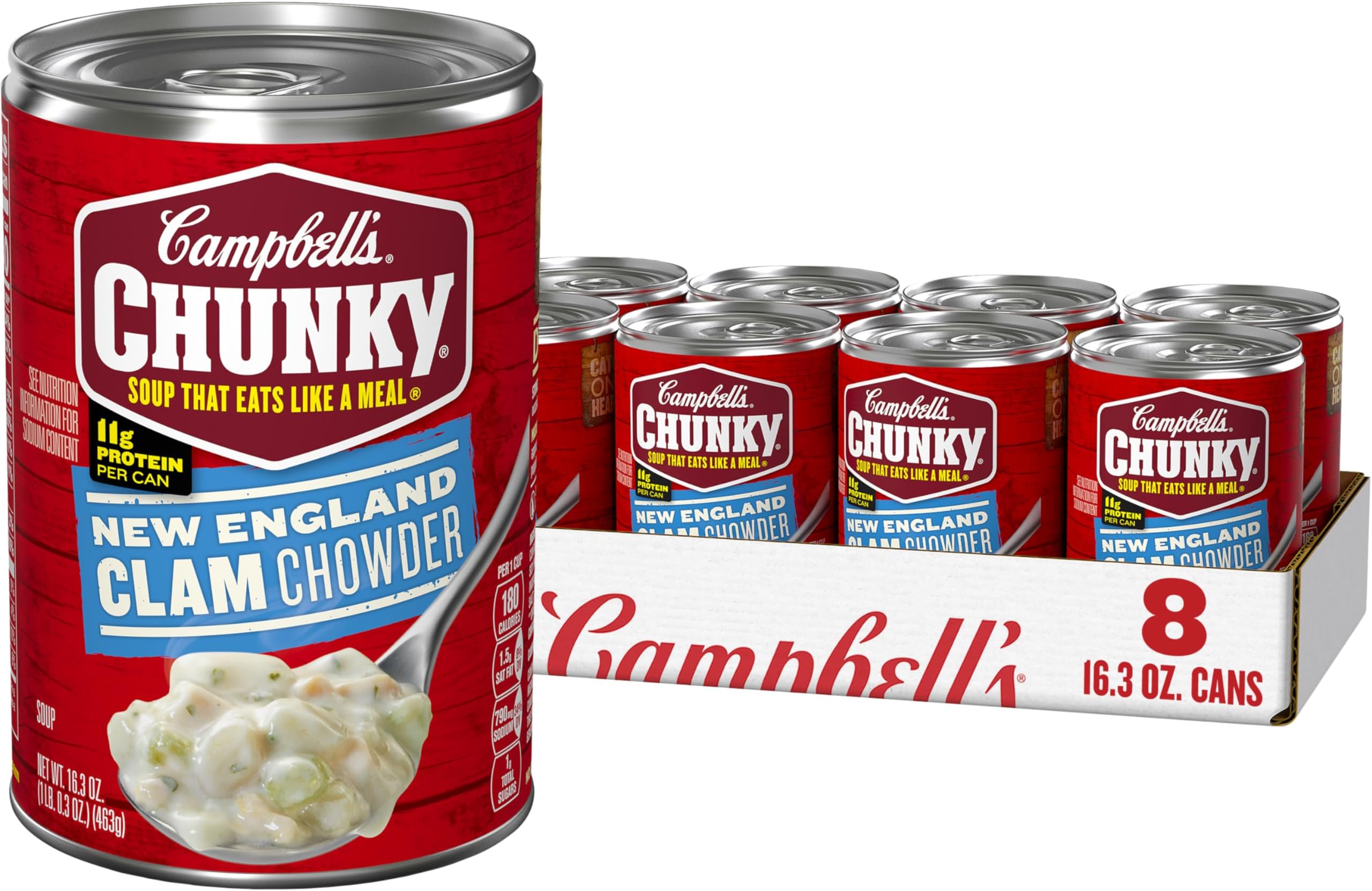 Campbell's Chunky Soup, New England Clam Chowder, 16.3 Oz Can (Case of 8)