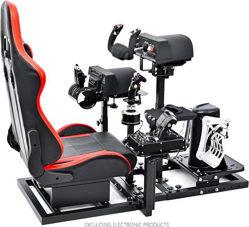 Marada Flight Racing Simulator Cockpit with Red Seat for Sim Flight Racing | Fit for Logitech,for Thrustmaster,for Honeycomb Alpha Bravo,Excluding Electronic Devices