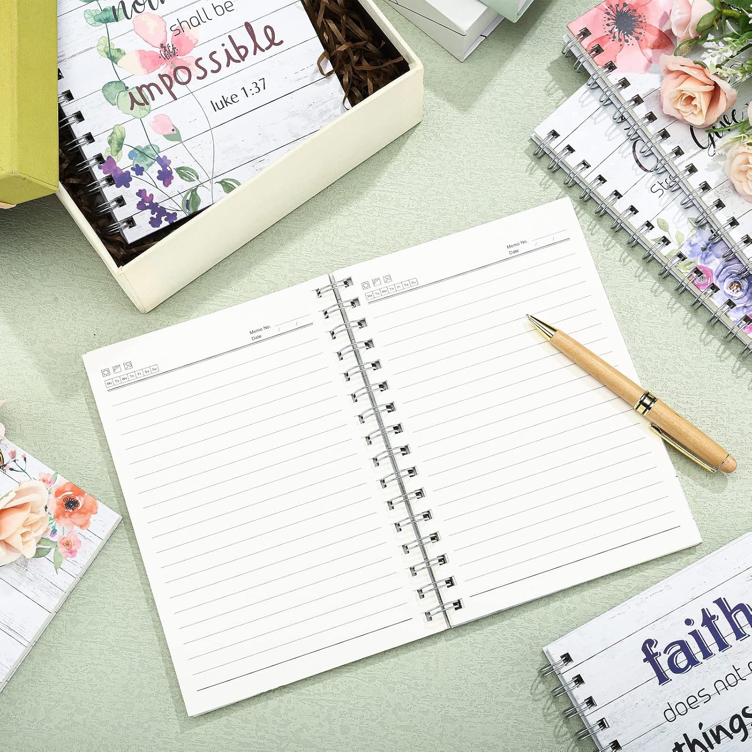 6 Pcs Valentine Christian Spiral Notebook for Women Prayer Journal 5.5 x 8.3 Inch Bible Verse Notebook Bulk with Scripture for School Mothers Gift Spiritual Supply - Image 2