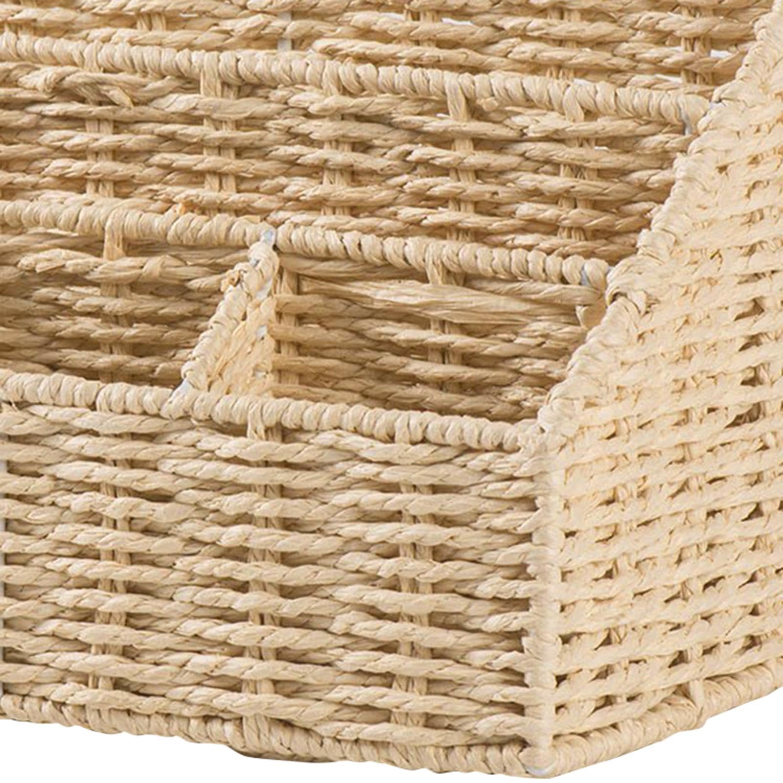 Imitation Rattan Storage Basket Divided Storage Box Woven Basket Desktop Organizer for Bedroom