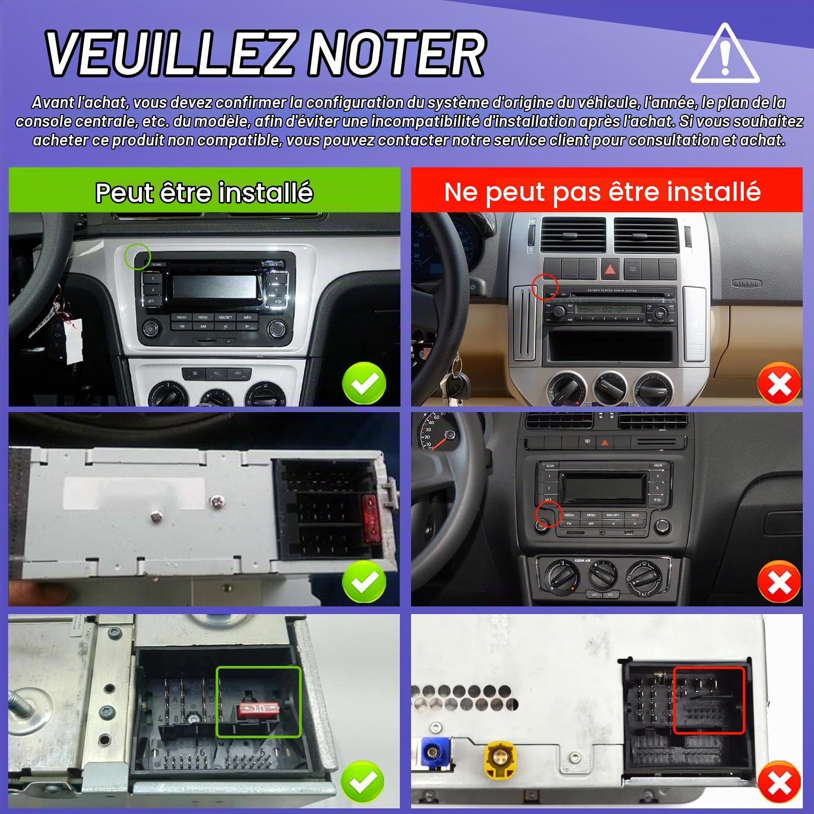 Rimoody Autoradio 2 Din pour VW Golf 5 Golf 6 Passat Polo Tiguan Touran Caddy Skoda Seat, 7" HD Écran,Carplay Wireless Android Auto Mirror Link Bluetooth FM/AM/RDS Caméra de Recul Commandes au Volant
