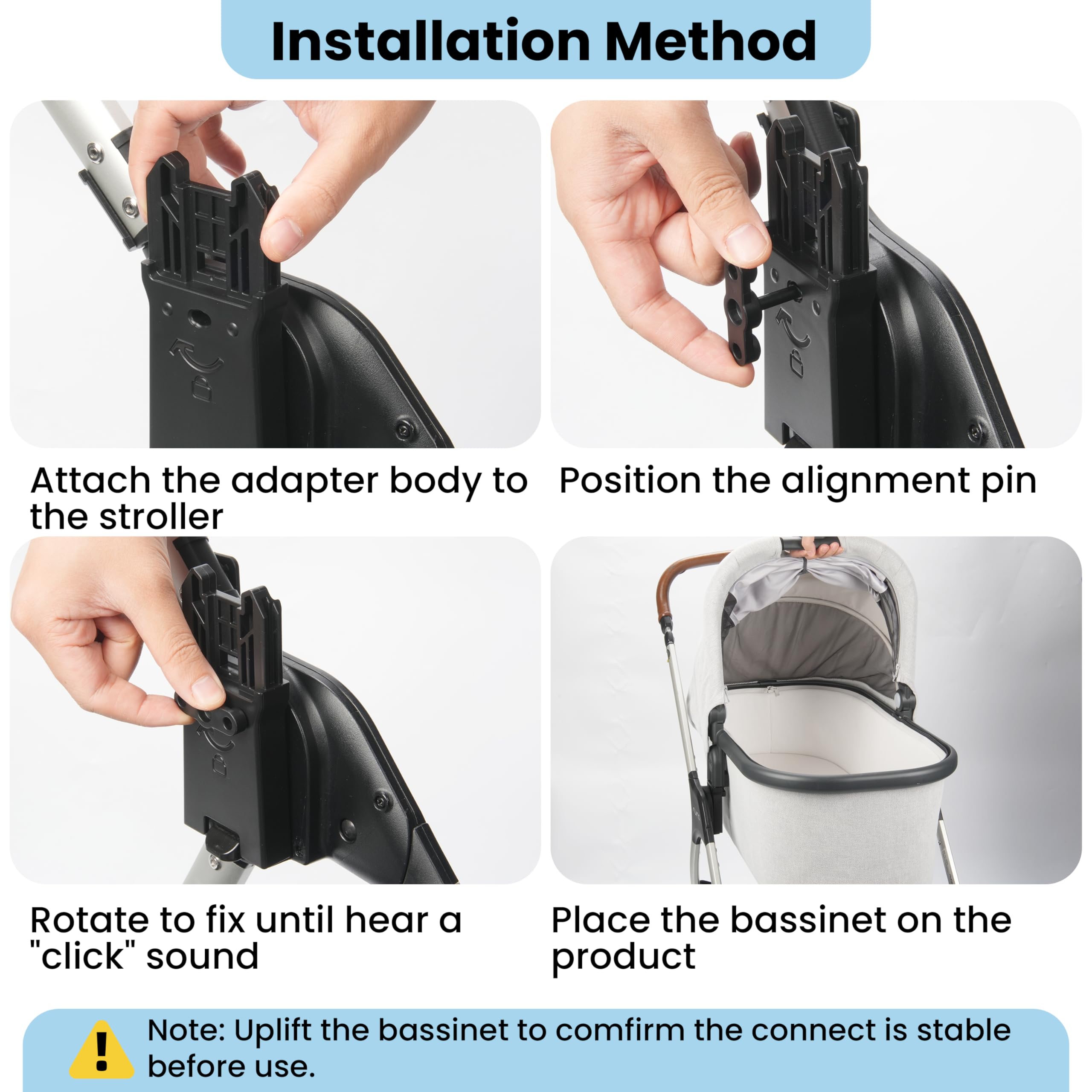fantovo Connector for UPPAbaby V1/V2/V3 Bassinet to Nuna Triv Next & Nuna Swiv -Easy to Install, Safe and Durable Adapter to Connect Strollers and Bassinets (2-Pack) : Baby